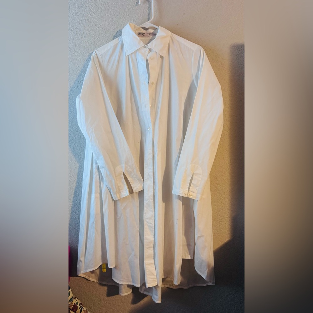 Elegant White High-Low Shirt Dress - Women's